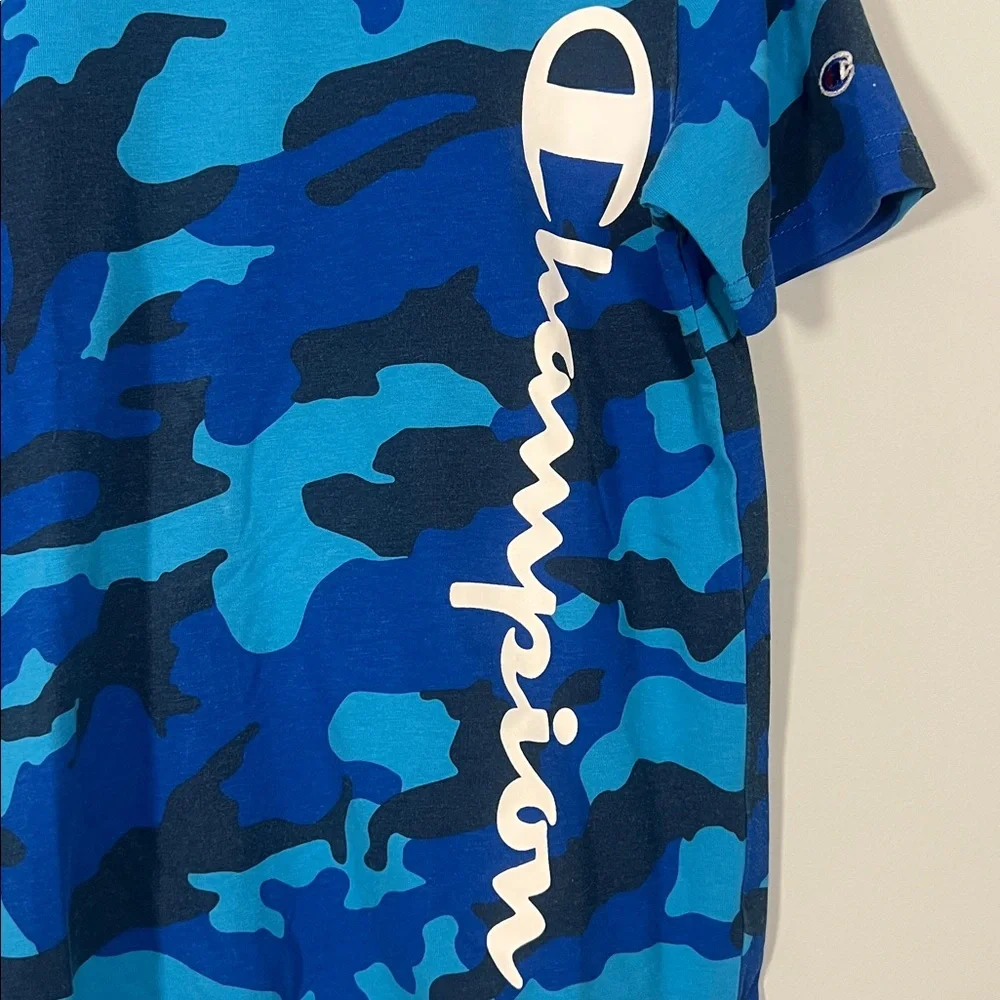 Champion Kids‎ Navy & Bright Blue and White Short Sleeve Shirt Boys Size Small